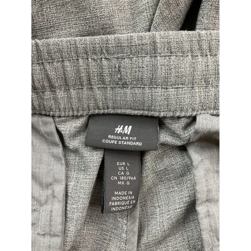 HM Shorts Mens Sz L Regular Fit Elastic Waist Drawstring Grey Heathered